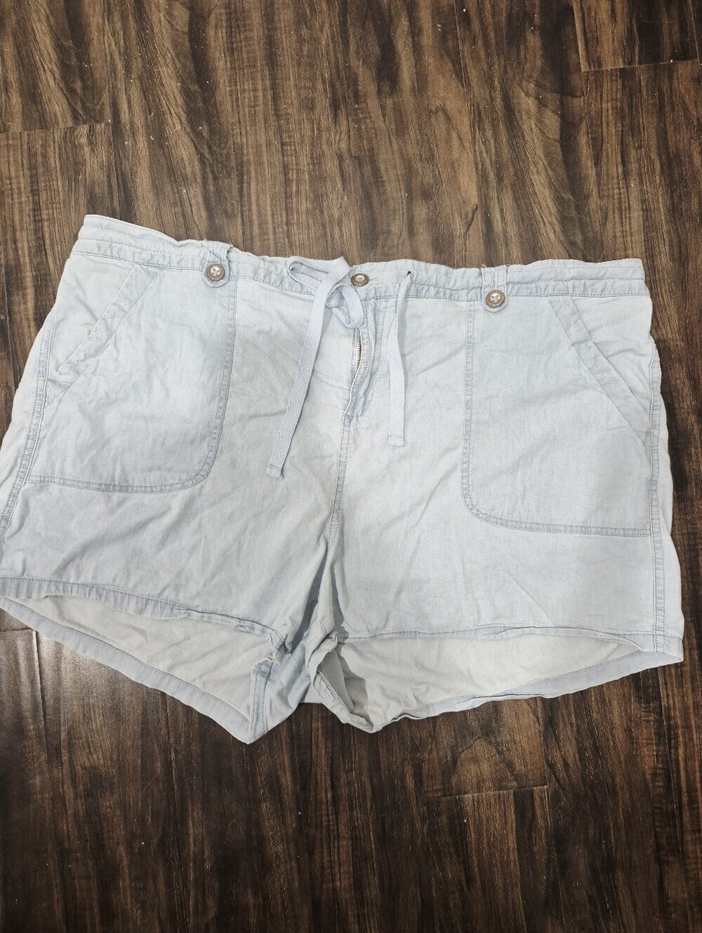 Torris Chambray Light Blue Drawstring Shorts